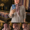 روسری چاپی طرحدار زنانه قهوهای