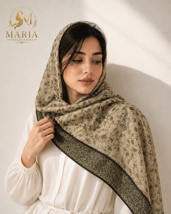 روسری مجلسی طرح ترمه سبز زنانه Maria Collections