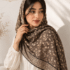 روسری مجلسی طرح ترمه قهوهای قواره بزرگ Maria Collections