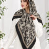 روسری طرح جنگل وارداتی قواره ۱۴۰ رنگ مشکی