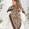 روسری طرح جنگل وارداتی قواره ۱۴۰ رنگ قهوه ای