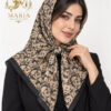 روسری نخی قواره ۱۲۰ زنانه طرح‌دار رنگ کرم