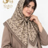 روسری نخی قواره ۱۲۰ زنانه طرح‌دار رنگ کرم